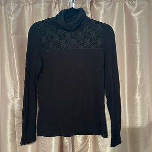 HOLIDAY SALE PRICE DROP Boston Proper Black Lace Turtleneck Top Size Small